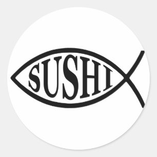 Sticker Rond Poisson Sushi