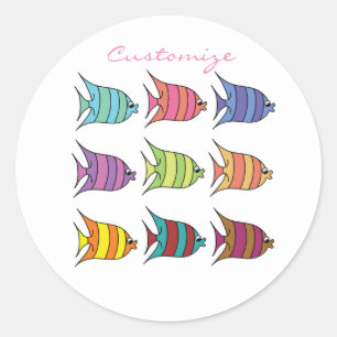 Sticker Rond Poisson tropical multicolore Thunder_Cove
