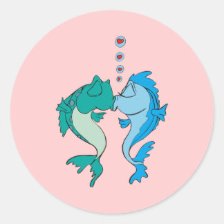 Sticker Rond Poissons Amoureux