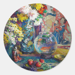 Sticker Rond Poissons, fruits et fleurs   Kathryn E. Cherry