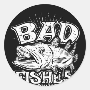 Sticker Rond Poissons Mauvais Seulement, Barracuda Graphic