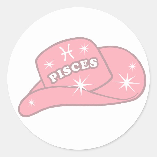 Sticker Rond Poissons modernes Zodiac rose Casquette (Devant)