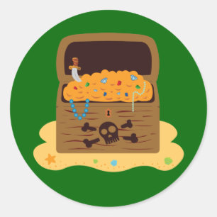 Sticker Rond Poitrine au trésor de pirate