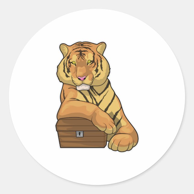 Sticker Rond Poitrine au trésor de tigre (Devant)