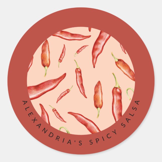 Sticker Rond Poivre rouge chili | Salsa épicée | Message person (Devant)