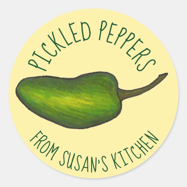 Sticker Rond Poivrons à poivrons verts Hot Jalapeno Personnalis (Devant)