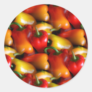 Sticker Rond Poivrons rouges et jaunes