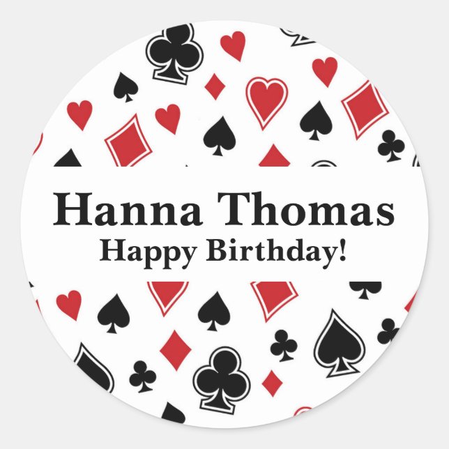 Sticker Rond Poker Card Jeu Casino Anniversaire (Devant)