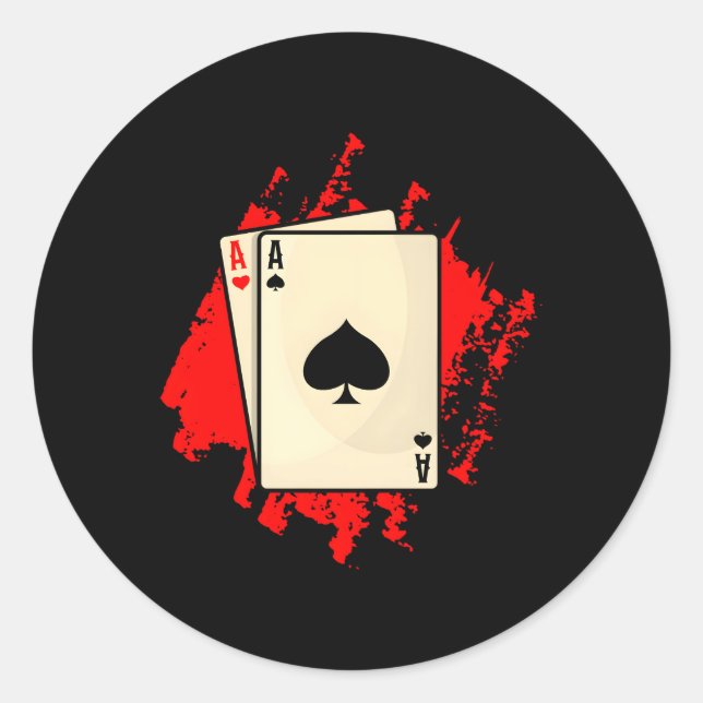 Sticker Rond Poker Cartes Poker Poker Poker Joueur Poker (Devant)
