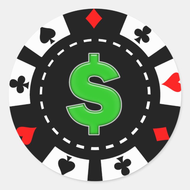 STICKER ROND POKER DE SIGNE DOLLAR (Devant)