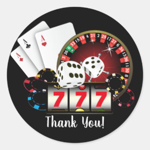 Sticker Rond Poker Playing Card, casino,    merci les autocolla