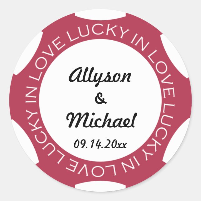 Sticker Rond Poker puce chanceux mariage d'amour en faveur étiq (Devant)