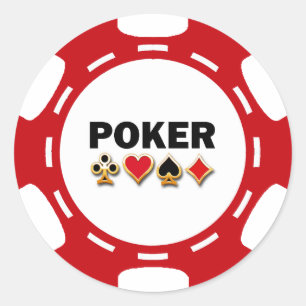 STICKER ROND POKER ROUGE ET BLANC