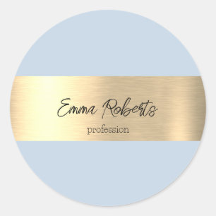 Sticker Rond Polar Sky Blue Gold Foil Rustique Faux