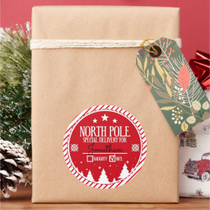Sticker Rond Pôle Nord Livraison spéciale Noël Grand