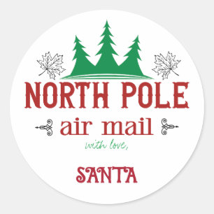 Sticker Rond Pôle Nord mail, avec amour Père Noël