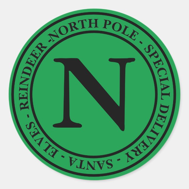 Sticker Rond Pôle Nord Noël Livraison spéciale Vert (Devant)