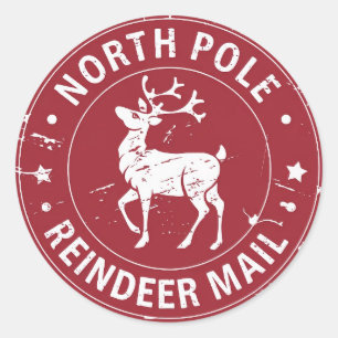 Sticker Rond Pôle Nord Reindeer Mail Noël