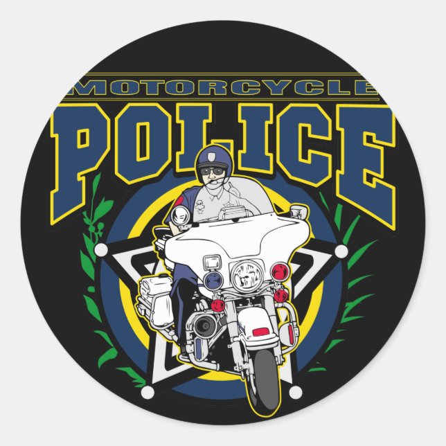 Sticker Rond Police à moto (Devant)