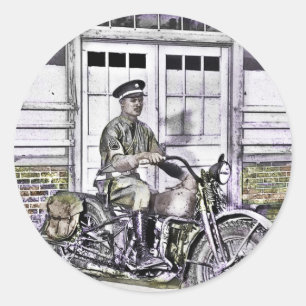 Sticker Rond Police à moto noire 2ème guerre mondiale