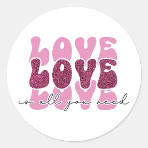 Sticker Rond Police "Amour" empilée en Bubble Font