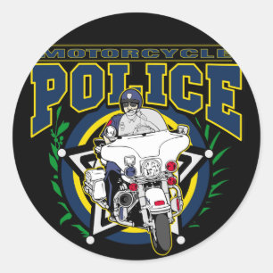 Sticker Rond Police de moto