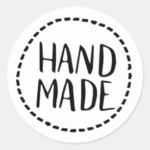 Sticker Rond Police dessinée à la main en noir et blanc rustiqu