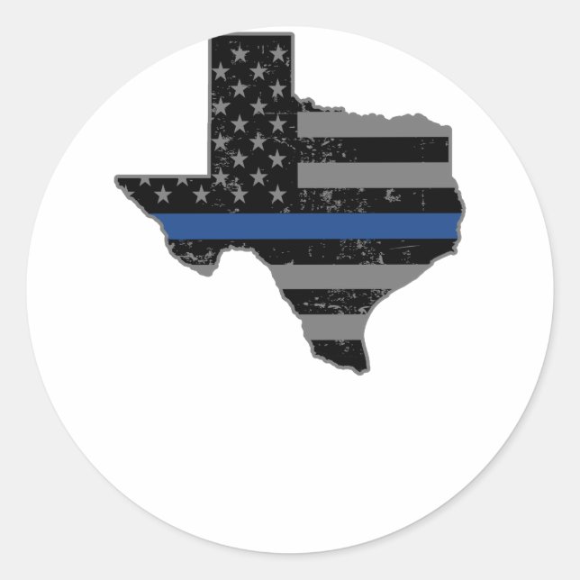 Sticker Rond Police du Texas Ligne mince (Devant)