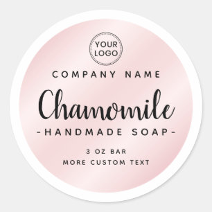 Sticker Rond police mignonne blanc rose satin blanc produit éti