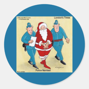 Sticker Rond Police Navidad : le Père Noël a été très vilain