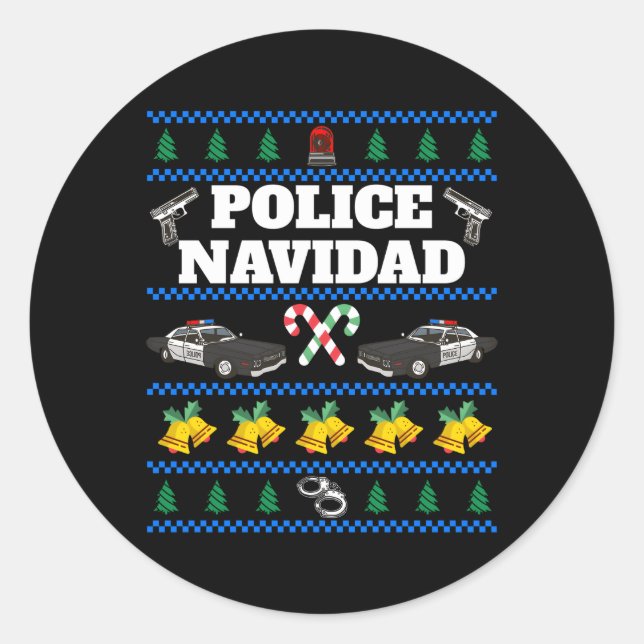 Sticker Rond Police Navidad Ugly (Devant)