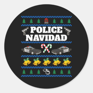 Sticker Rond Police Navidad Ugly