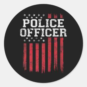Sticker Rond Police Officier Drapeau Américain Patriot Patrioti