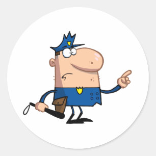Sticker Rond Police Officier Gestons Avec Doigt