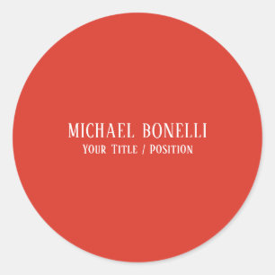 Sticker Rond Police Serif Élégante Couleur Rouge Classique Mini