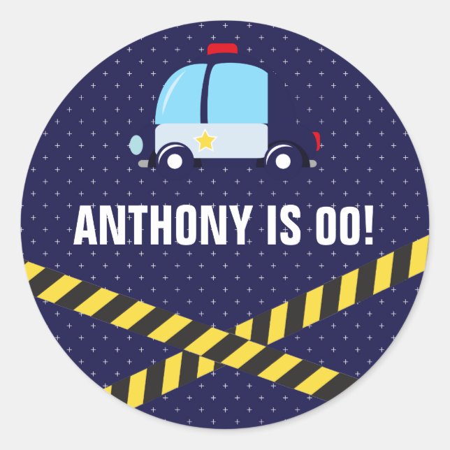 Sticker Rond Police thème Anniversaire Fête Fête Fête Fête Fête (Devant)