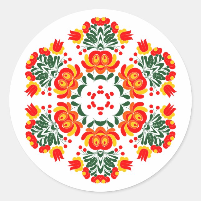 Sticker Rond Polish design flowers (Devant)