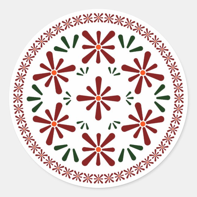 Sticker Rond Polish design flowers (Devant)