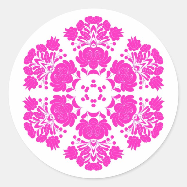 Sticker Rond Polish design flowers (Devant)