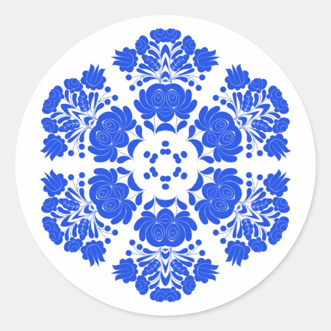 Sticker Rond Polish design flowers (Devant)