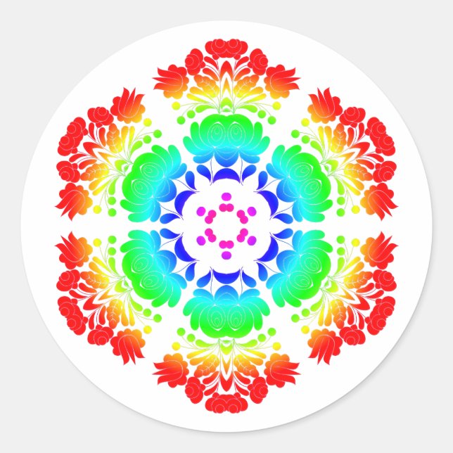 Sticker Rond Polish design flowers (Devant)