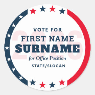 Sticker Rond Political Election Campaign Custom Candidate Name