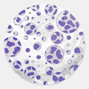 Sticker Rond Polka blanc et violet dalmate