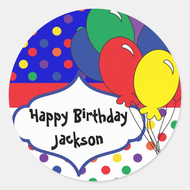 Sticker Rond Polka colorée point anniversaire (Devant)