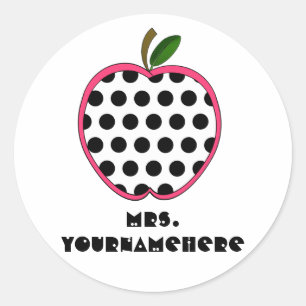 Sticker Rond Polka Dot Apple enseignant
