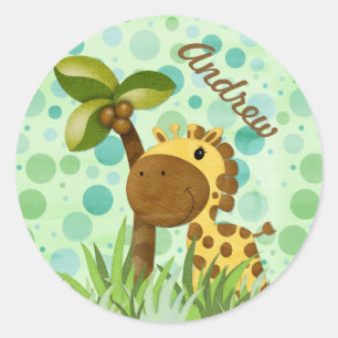 Sticker Rond Polka Dot Giraffe