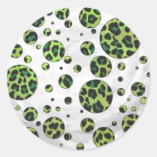 Sticker Rond Polka Dot Leopard noir et vert