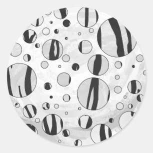 Sticker Rond Polka Dot Tiger noir et blanc