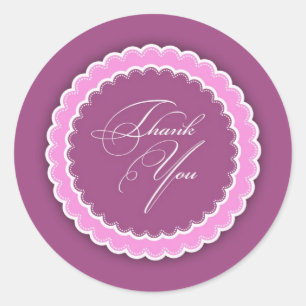 Sticker Rond Polka violet Merci