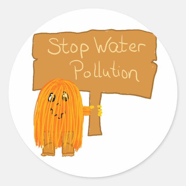 Sticker Rond pollution de l'eau orange (Devant)